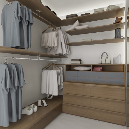 Studio, progettazione e realizzazione di cabina armadio